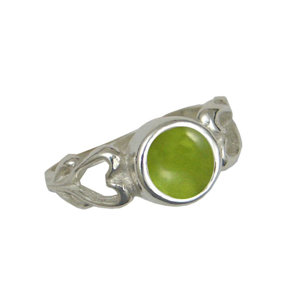Sterling Silver When Two Hearts Are One Ring With Peridot Size 8